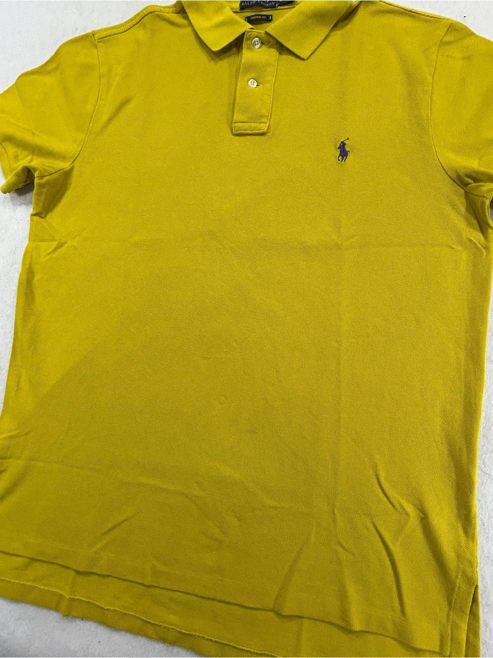 Polo Ralph Lauren Custom Fit Mens Large Yellow Short Sleeve Pony Polo Shirt